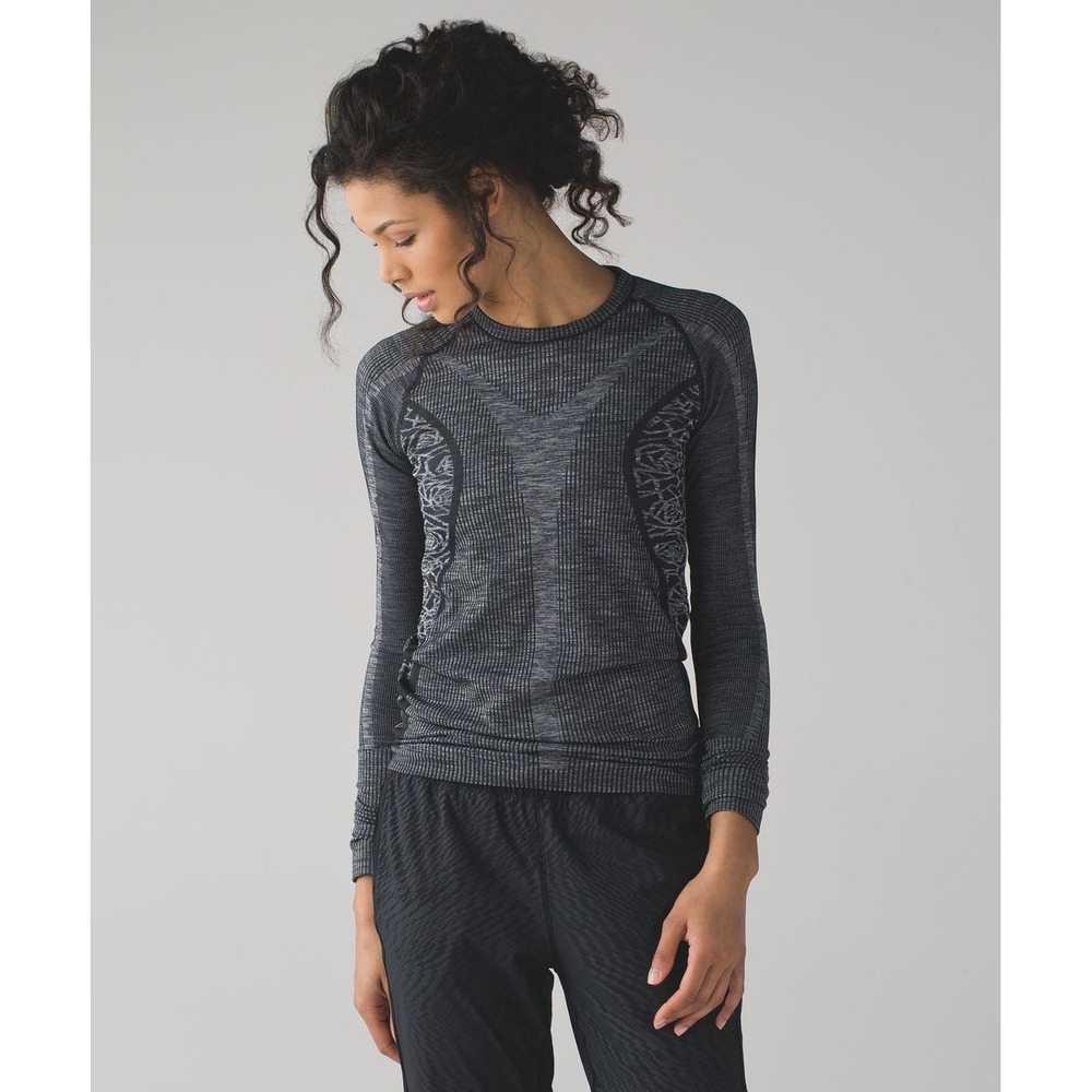Lululemon Rest Less Pullover Heathered Black Athletic Strechy Warm